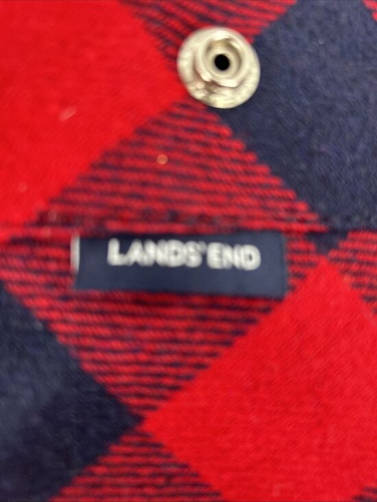 Land\'s End Wool Blend Buffalo Checked Red Bag With Backpack Straps main image 10